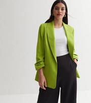 New Look Green Ruched Sleeve Oversized Blazer